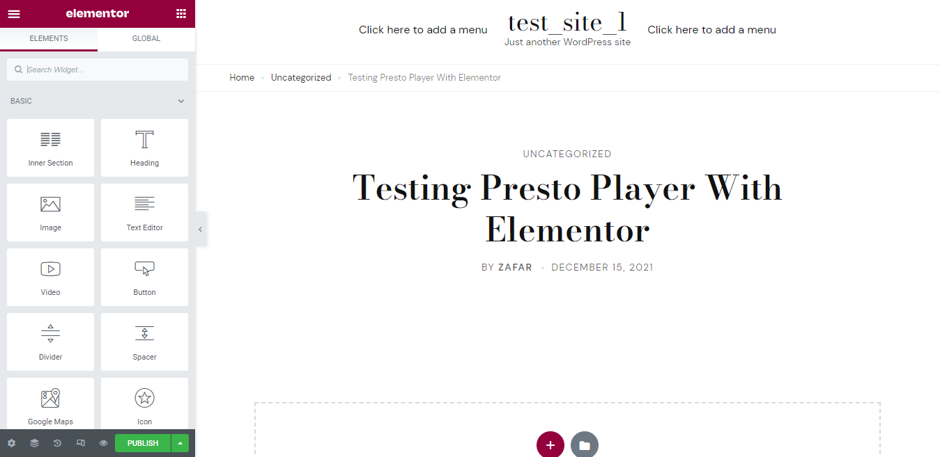 Elementor Draft page in WordPress