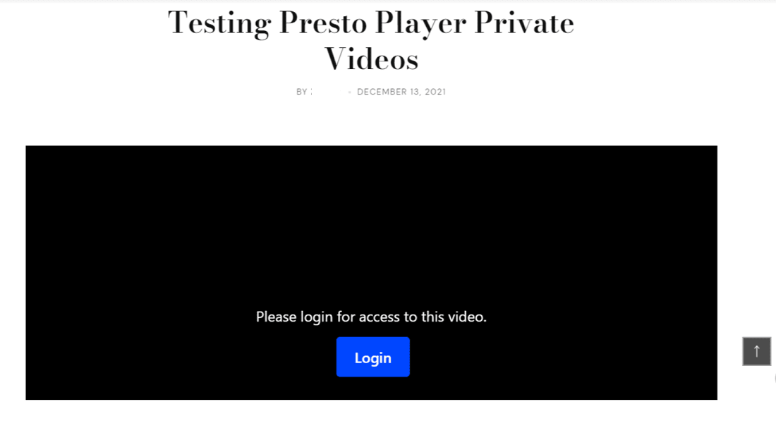 Testing live page of Presto Private video player