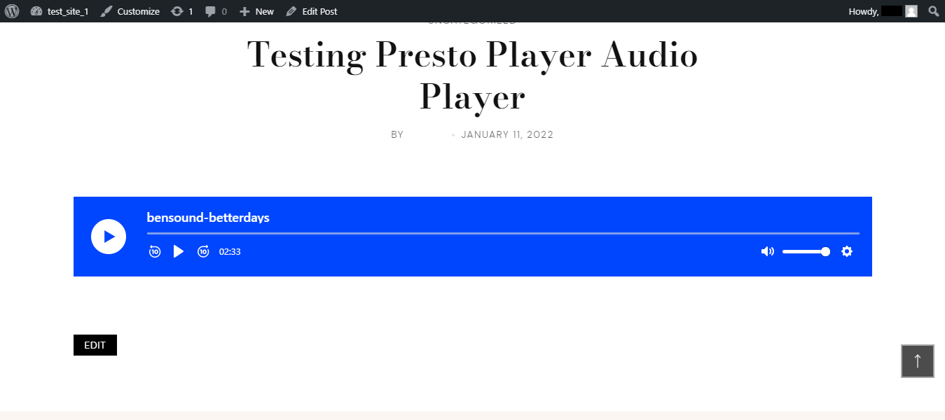 New Presto Audio Player Testing on website