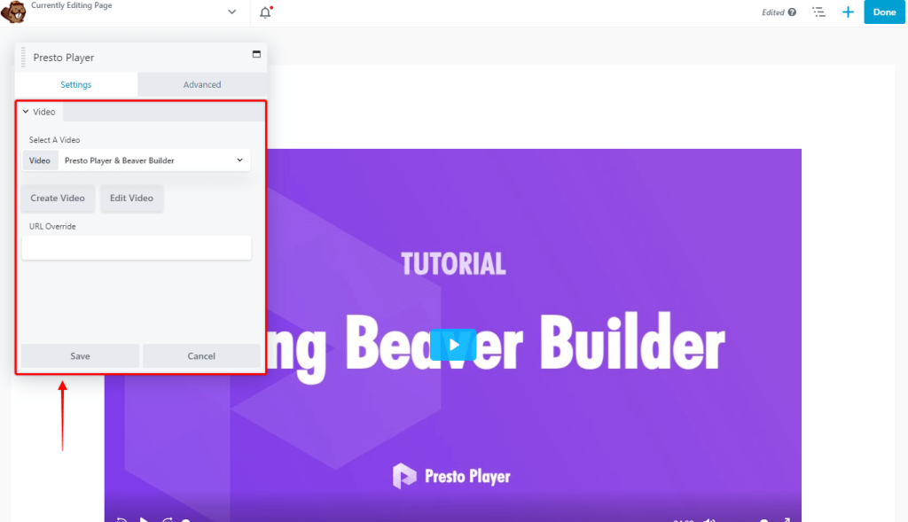 Presto Player Beaver Builder Module Settings