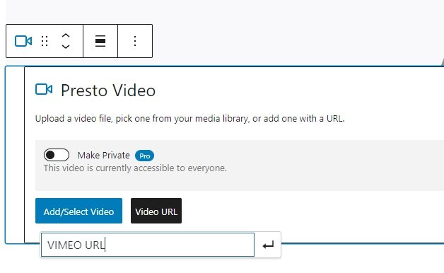 Select the Vimeo Video URL link