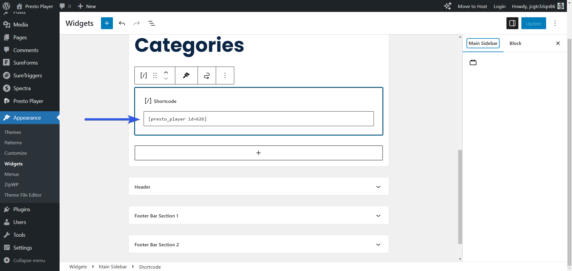 Shortcodes in widgets