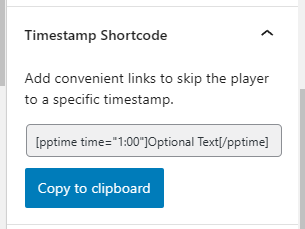 Timestamp shortcode location