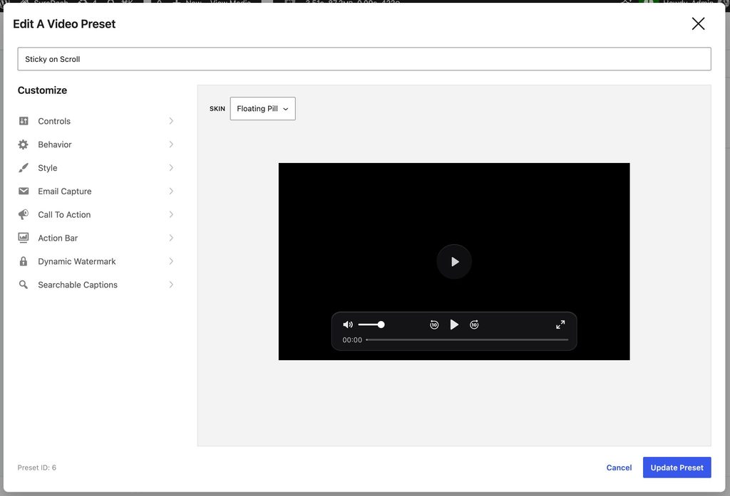 How to Customize Video Presets – Settings and Layout Options New Floating Pill Preset in Presto Player