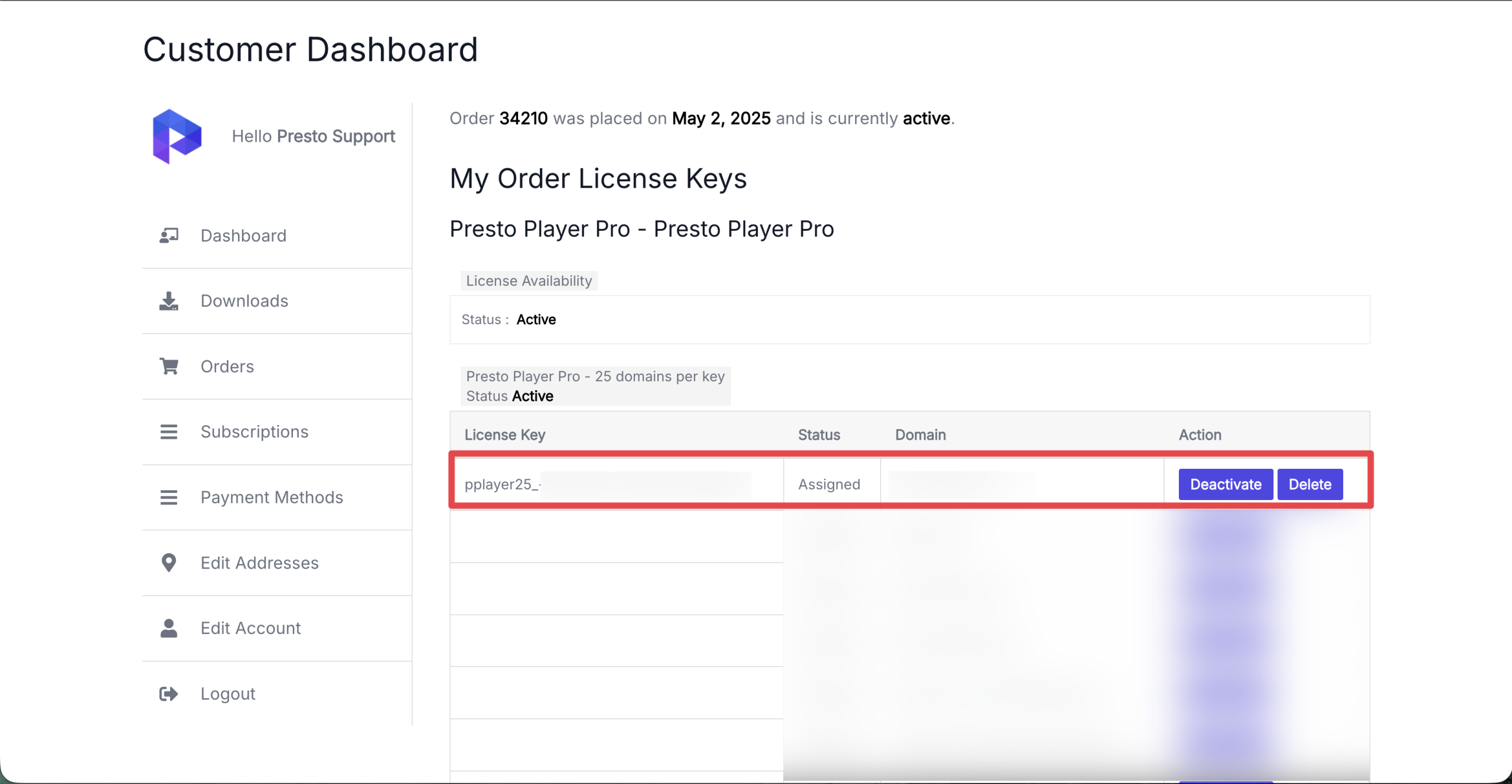 Migrating Sites With Presto Player Presto Player license key in the store account