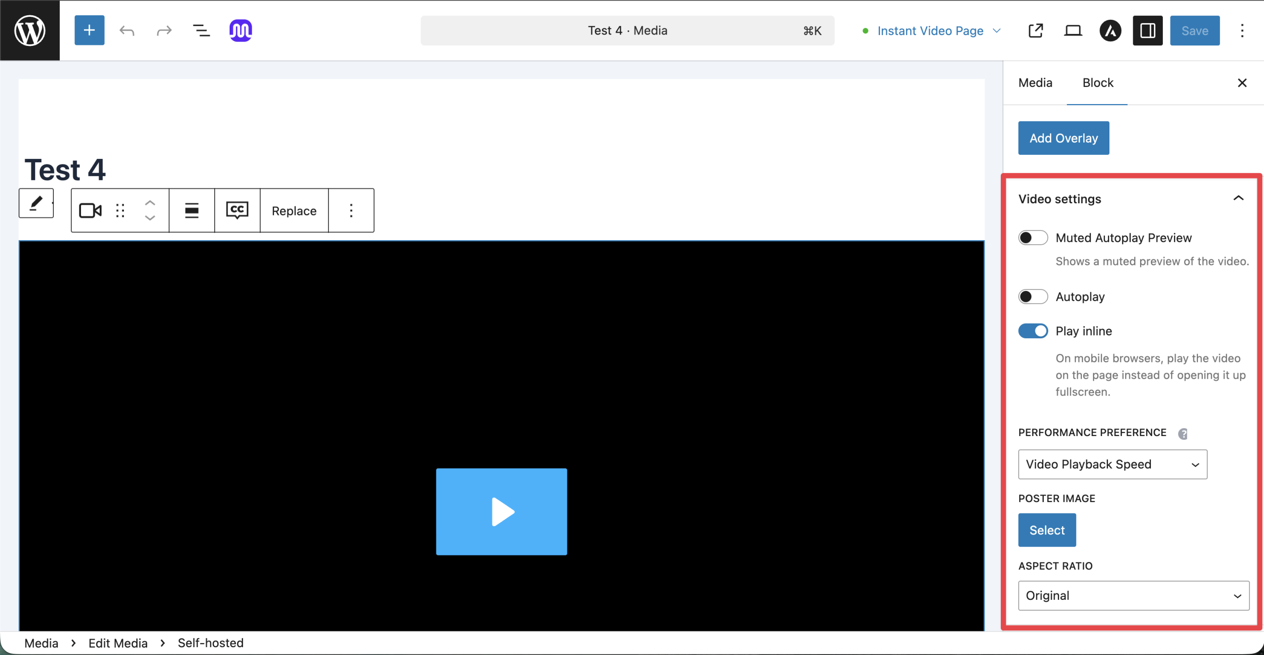 Presto Player Video Settings