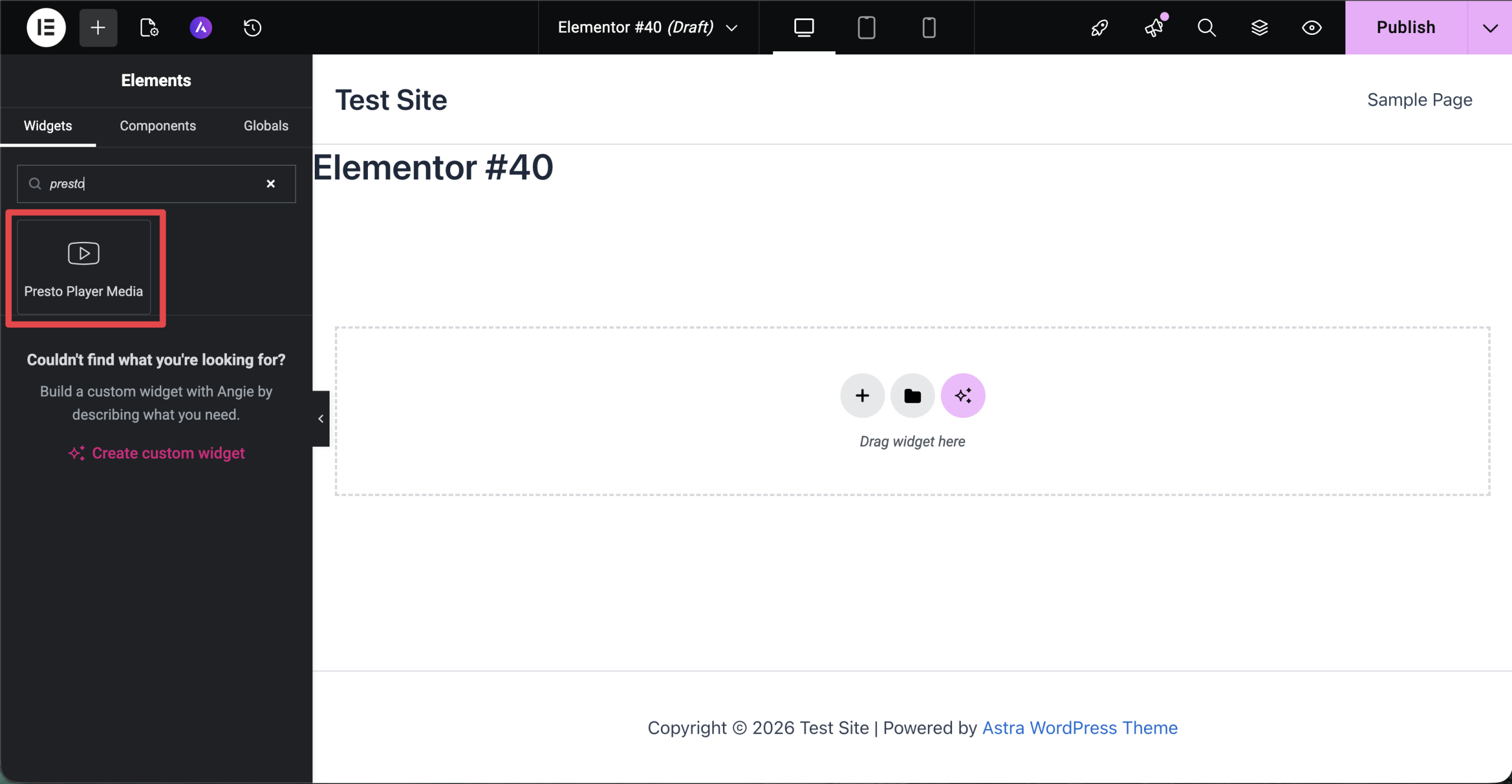 Presto Player Elementor Widget