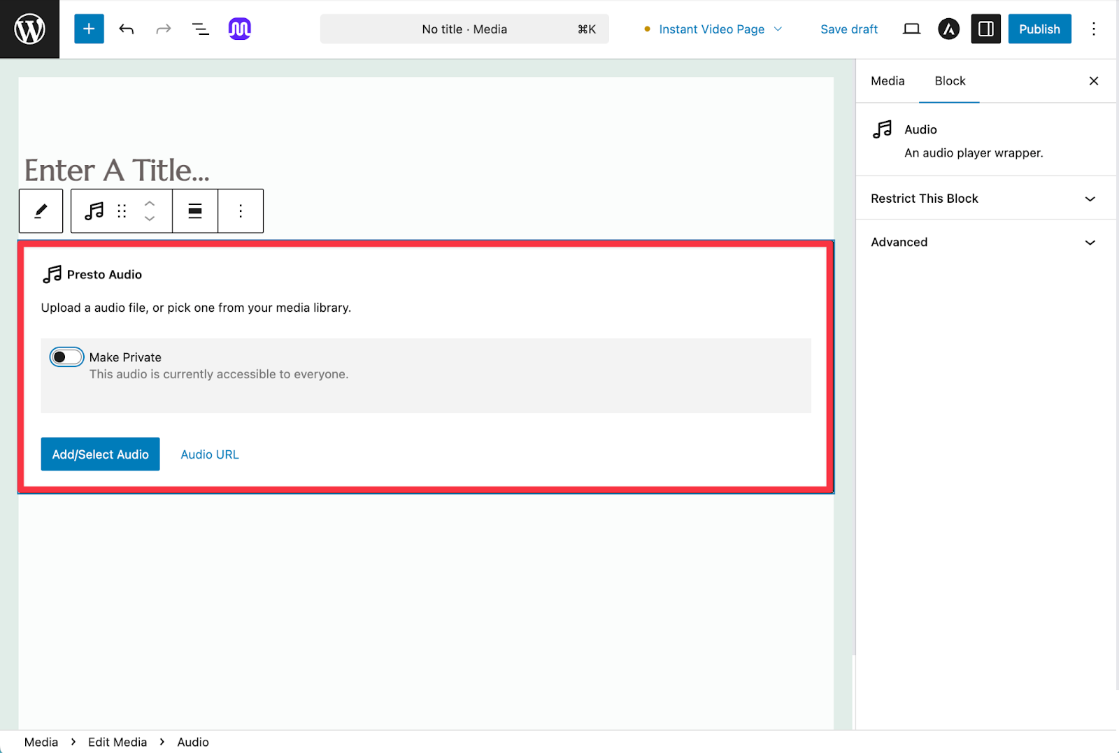Add Presto Player Block