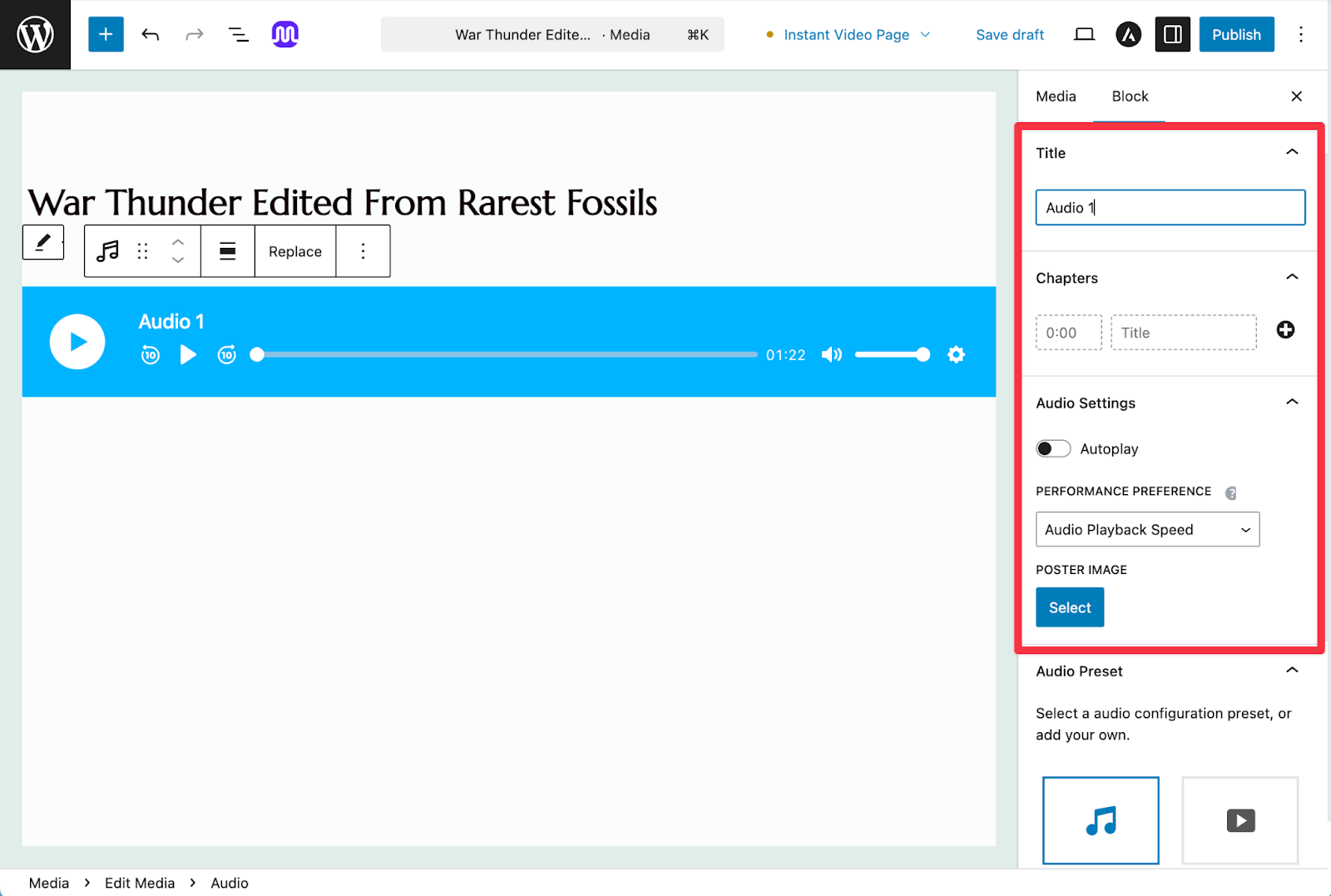 Audio Block Basic Settings