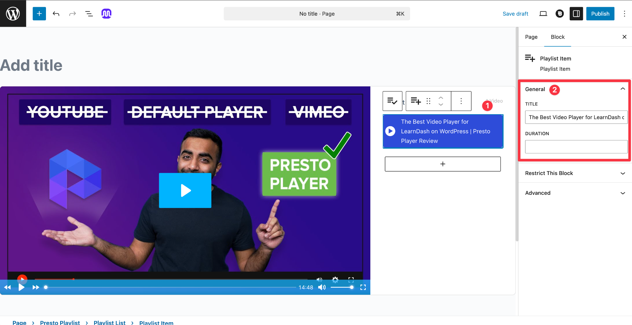 Editing Playlist Items