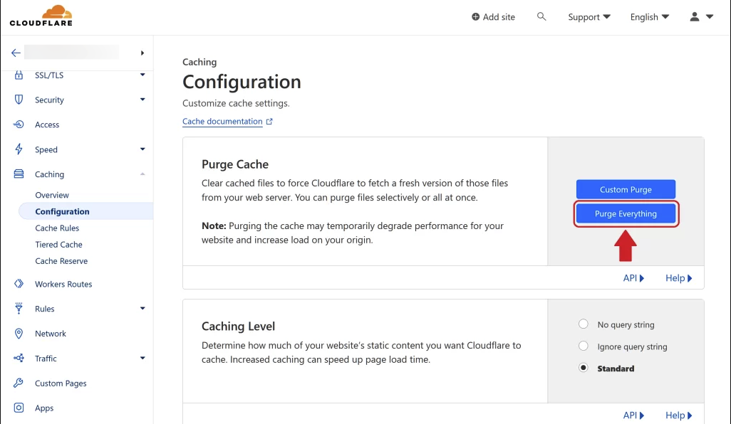 Migrating Sites With Presto Player Cloudflare Caching — Purge Everything button