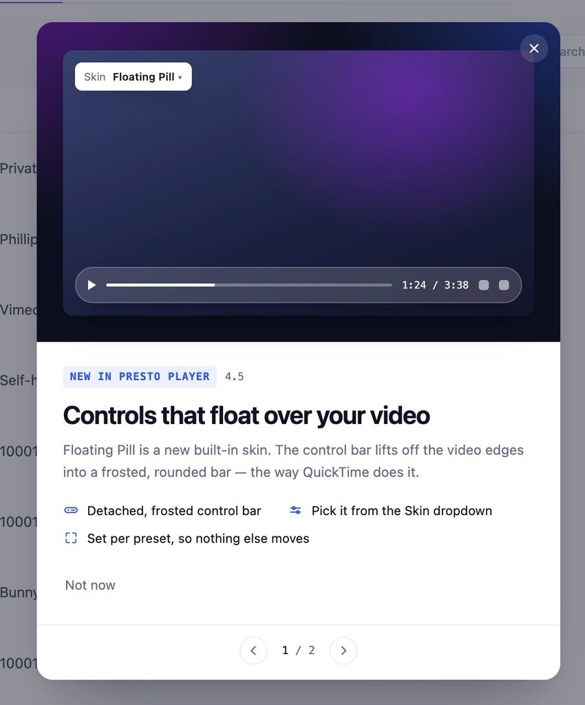 New Floating Pill Skin in Presto Player