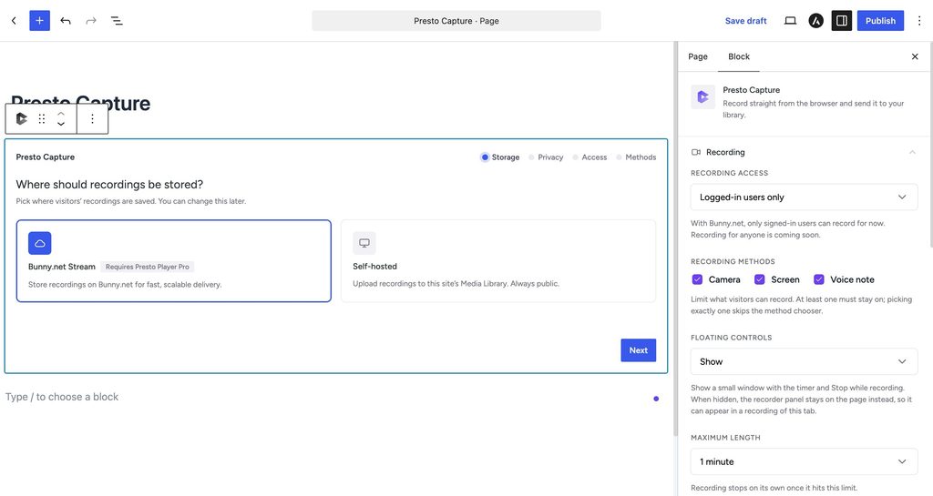 How to Get Started with Presto Capture Presto Capture block in WordPress Block editor