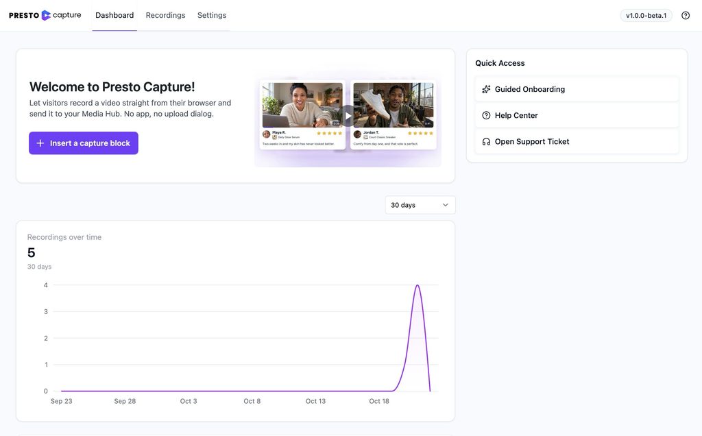Understanding the Presto Capture Admin Panel Presto Capture Dashboard