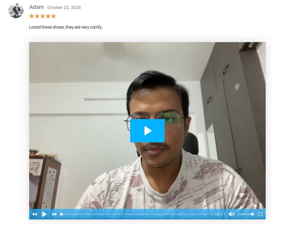 Video review after it was published in the Reviews under WooCommerce